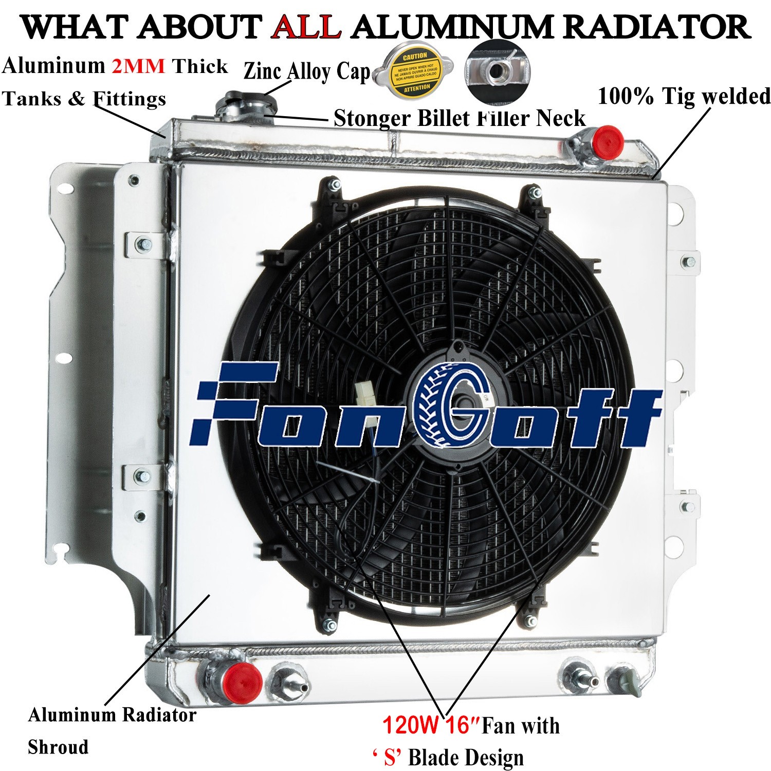 4Row Radiator + Shroud Fan For 1987 1988 1989-2006 Jeep Wrangler TJ YJ 2.4L 4.2L