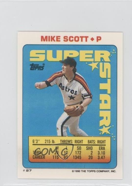 1990 Super Star Sticker Back Cards Mike Scott Wally Joyner Dave Bergman #27 0b5