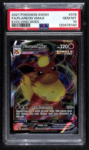 Pokemon Evolving Skies 2021 Flareon VMAX Card 18/203 PSA 10