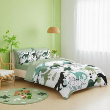 Dinosaur Comforter Set for Kids - 7 Piece Full Size Bedding Set