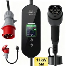 Mobile Wallbox EV Ladeger&auml;t 11kW Typ 2 5m Ladekabel 5-poligen 8-16A CEE Stecker