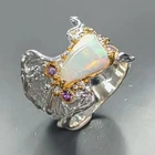 Stunning fire Natural Opal Ring 925 Sterling Silver Size 8 /R474431