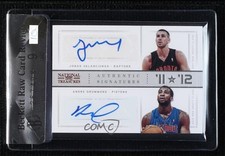 2012 Panini National Treasures /49 Jonas Valanciunas Andre Drummond #66 Auto 3c7