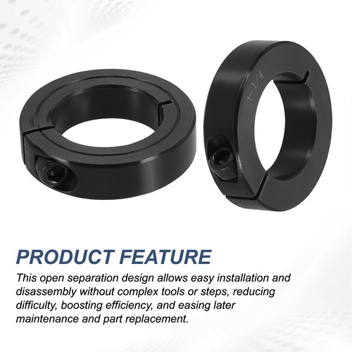 2Pcs 1-1/4" Bore Single Split Set Screw Shaft Collar OD 2-1/16", Black - Afbeelding 5 van 6