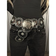 Women s Vintage Western Concho Round Floral Festival Belt