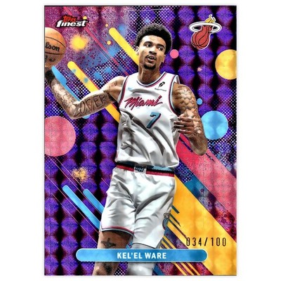 Kel'el Ware #/100 2025-26 Finest #51 Purple Geometric Refractor Miami Heat
