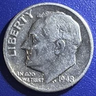 1948 Roosevelt Dime. 90% Silver. Free Shipping!