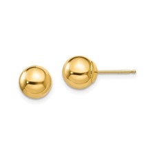 14k Yellow Gold Childrens Polished 7mm Ball Post Earrings