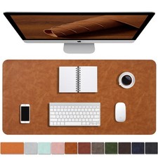 Distressed Leather Desk Mat - Non-Slip PU Leather Desk Pad Protector - Large ...