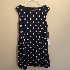 Vince Camuto Dress Womens  Polka Dot Fit Flare Sleeveless Knee Length Sz 14p NWT