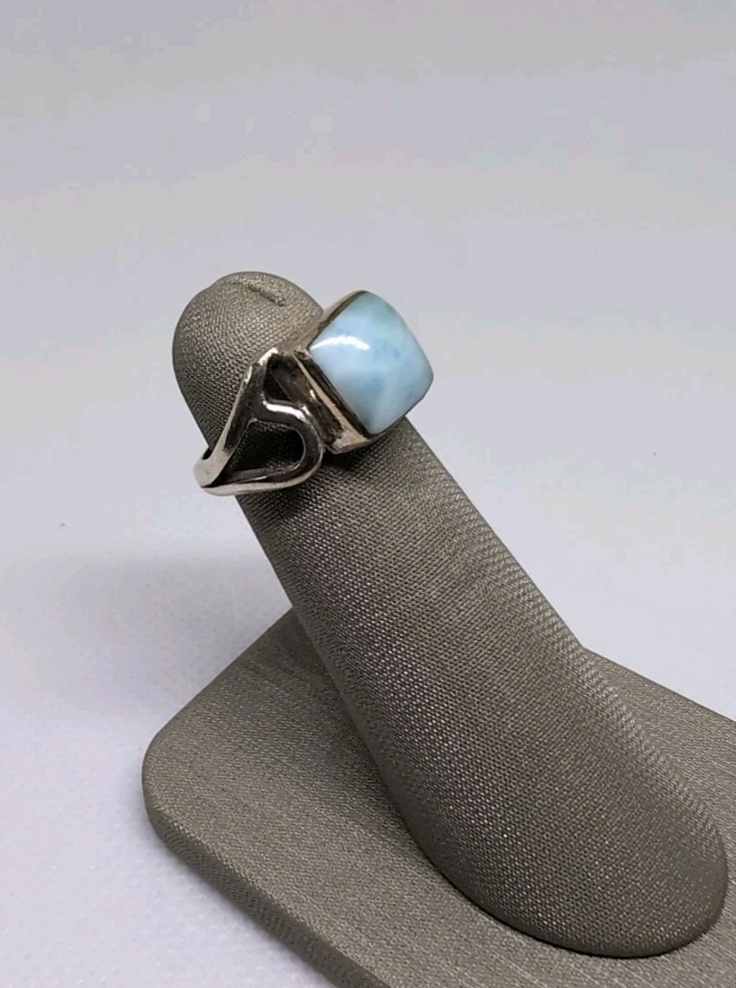 Beautiful Larimar Stone 925 Solid Silver Bezel St… - image 4