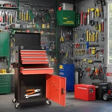Toolbox A large-capacity rolling tool cart with wheels and five drawers