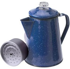 GSI Outdoor Products Enamelware Coffee Percolator 12 Cup Blue Steel