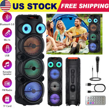 8000W Bluetooth Party Speaker 3X 8" Woofer Heavy Bass TWS Remote USB FM w/Mic US
