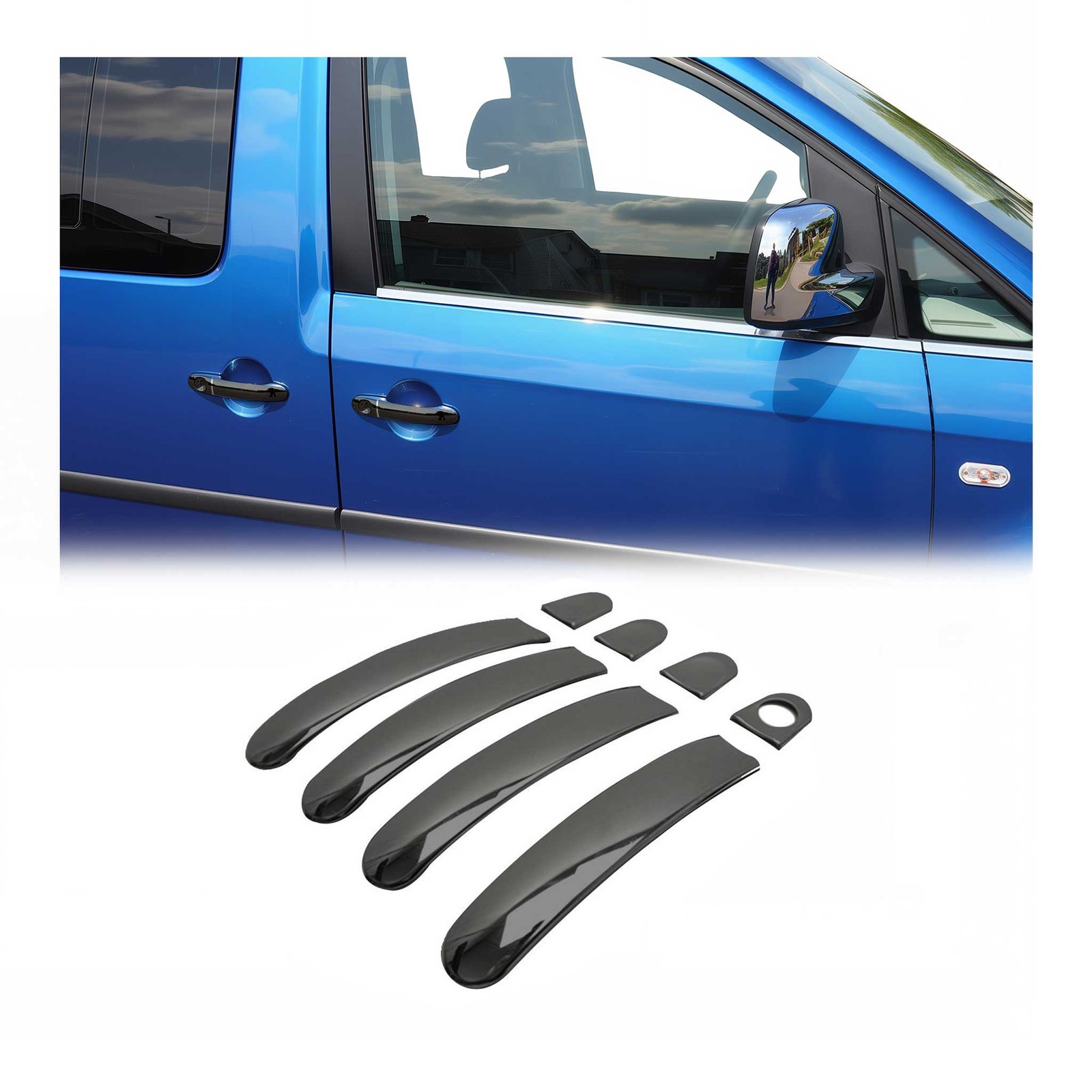 Couverture poignée de porte VW Transporter T5 2003-2015 acier sombre 4 portes