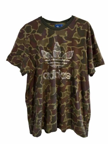 T-shirt uomo Adidas XL mimetica a trifoglio manica corta Adidas campeggio originali - Foto 1 di 8