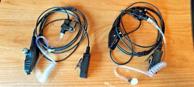 2x K2 Ptt Mic Earpiece Two Way Radio Acoustic Tube Headset for Kenwood *See Desc