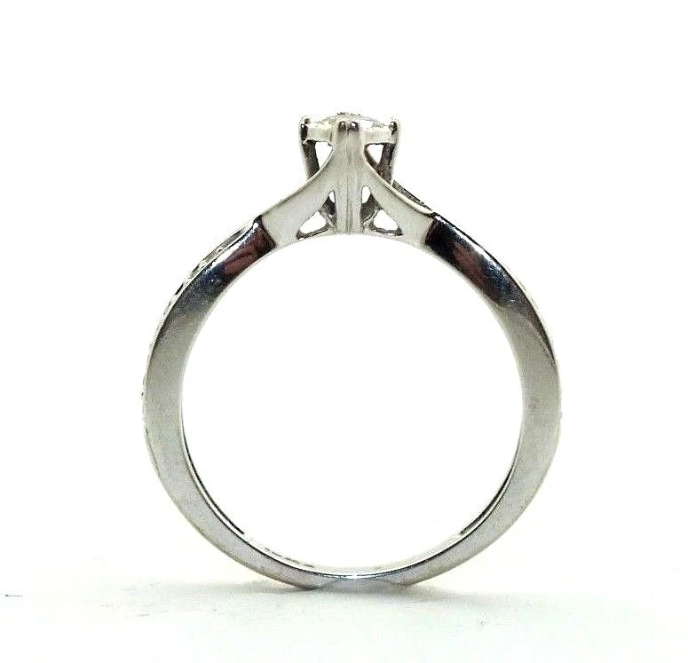 Mujer / 9ct 9carat Oro Blanco Set de Anillo Compromiso con Diamantes, Talla Ru N - Imagen 2 de 4