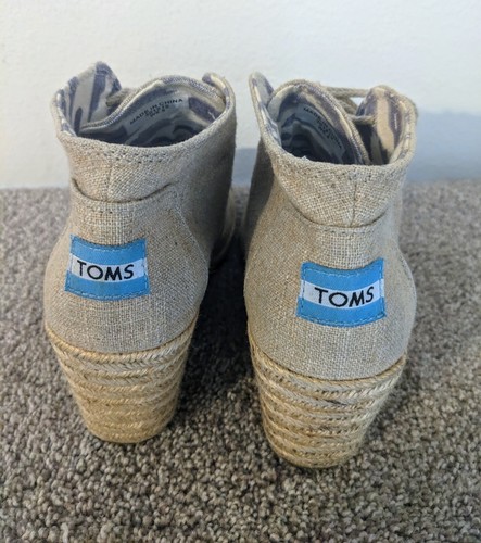 TOMS TAN DESERT ZEPPA TELA ESPADRILLAS STIVALETTI STRINGATI DONNA TAGLIA 6,5M - Foto 3 di 10