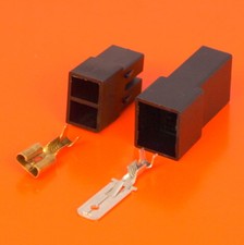 2 Way Black Pin Motorcycle Electrical Wiring Multi-Connector 6.3mm Terminals