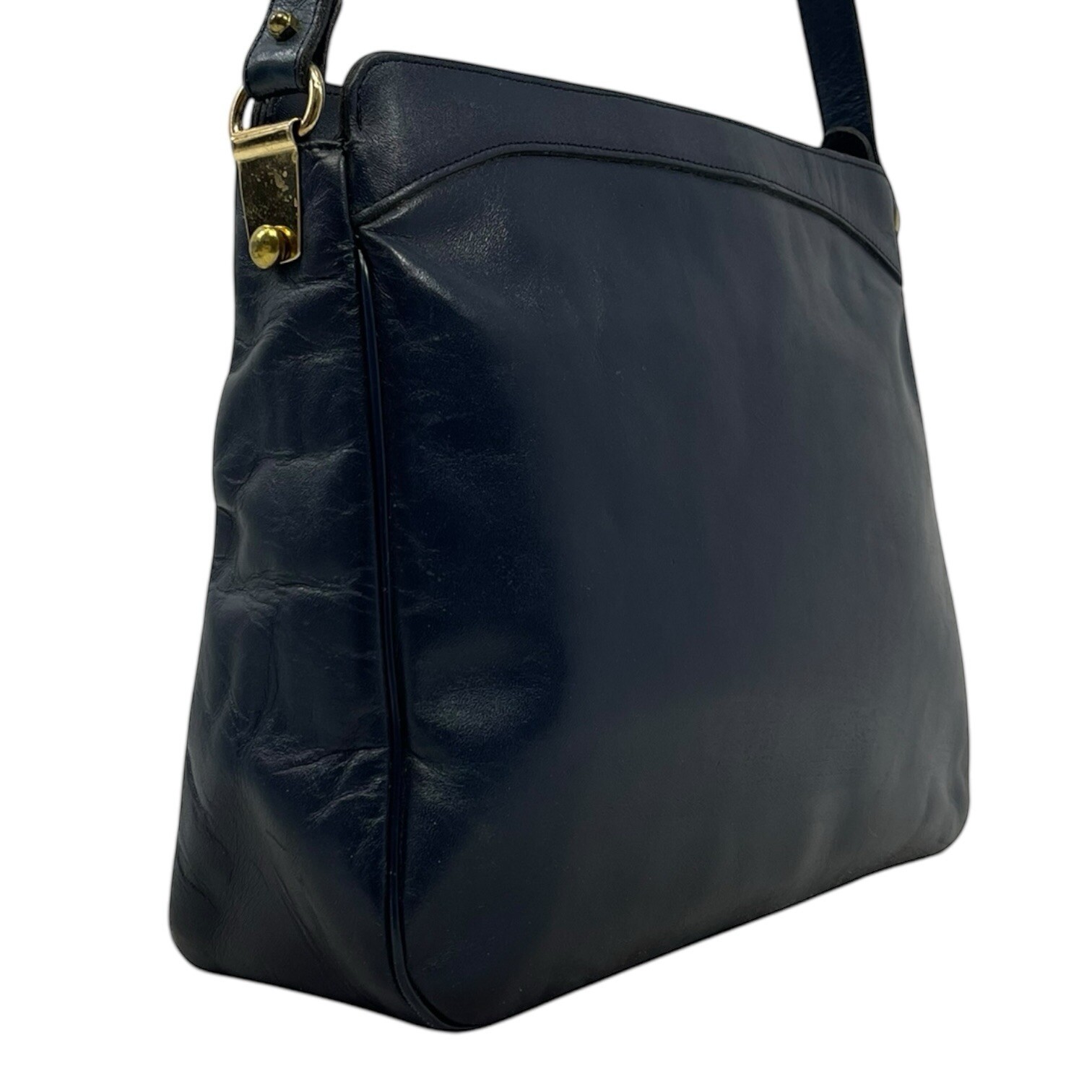 Vintage 60s 70s ETIENNE AIGNER Large Leather Satchel Bag Handbag Shoulder NAVY image 10