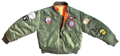 USA Enfants Veste D'Aviateur Top Gun Bomber pour Noir Olive Org