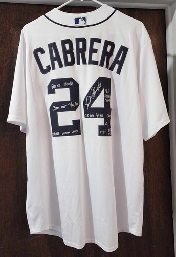 MIGUEL CABRERA SIGNED AUTHENTIC JERSEY 8X INSCRIBED STAT JERSEY W/ JSA USA!!