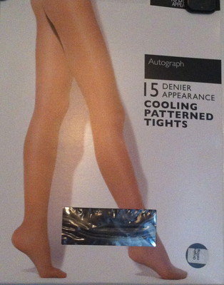BNWT M&S Autograph Black 15 Denier Cooling Patterned Tights, Size MEDIUM  UK