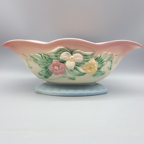 Hull 1940's Wildflower Footed Console Bowl W-21-12 Pastel Pink to Blue 12.5" - 第 1/10 張圖片