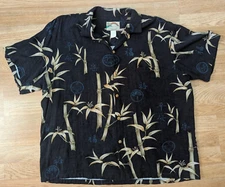 Vintage Men's Paradise Found Hawaiian Button Shirt Sz XL Bamboo EUC Heavy Cotton