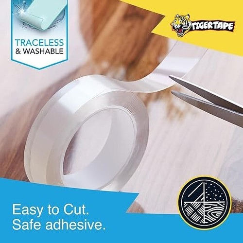 Tiger Tape® Nano Mounting Tape | Heavy Duty, Double-Sided, Reusable, Removable A - Picture 3 of 4
