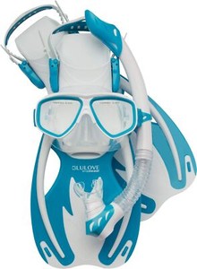 Used Cressi Junior Rocks Mask Fin Snorkel SET-White / Blue-SMMD