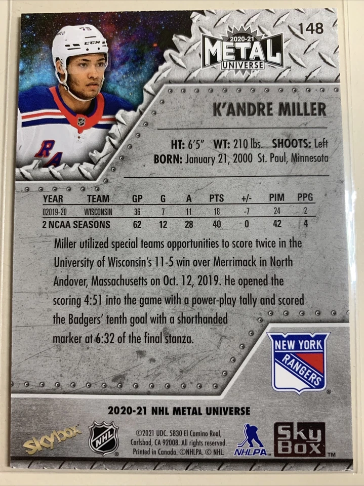 2020-21 Skybox Metal Universe Rookies Spectrum K'andre Miller #148 Rookie RC - Image 2 of 2