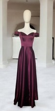 Davids Bridal Bridesmaid Off The Shoulder Long Dress Burgundy With Slit Size 6