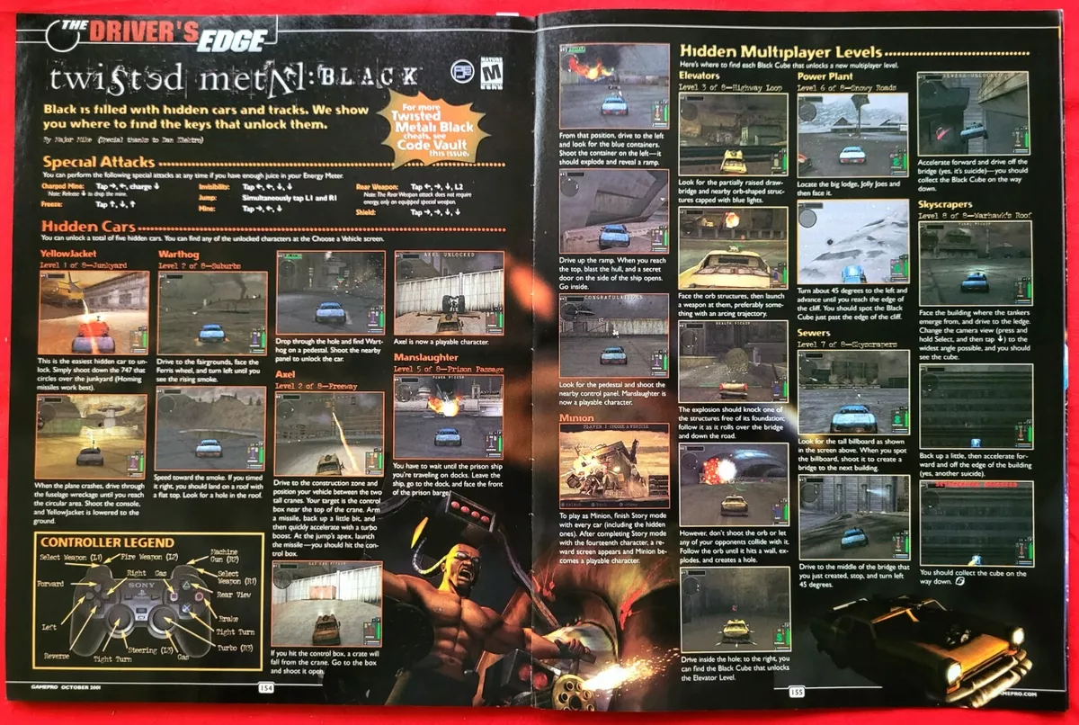 Twisted Metal Cheats for PlayStation 1