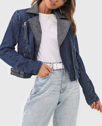 Desigual Women's Denim Jacket Size 40 Pockets Embroidered 20SWED29