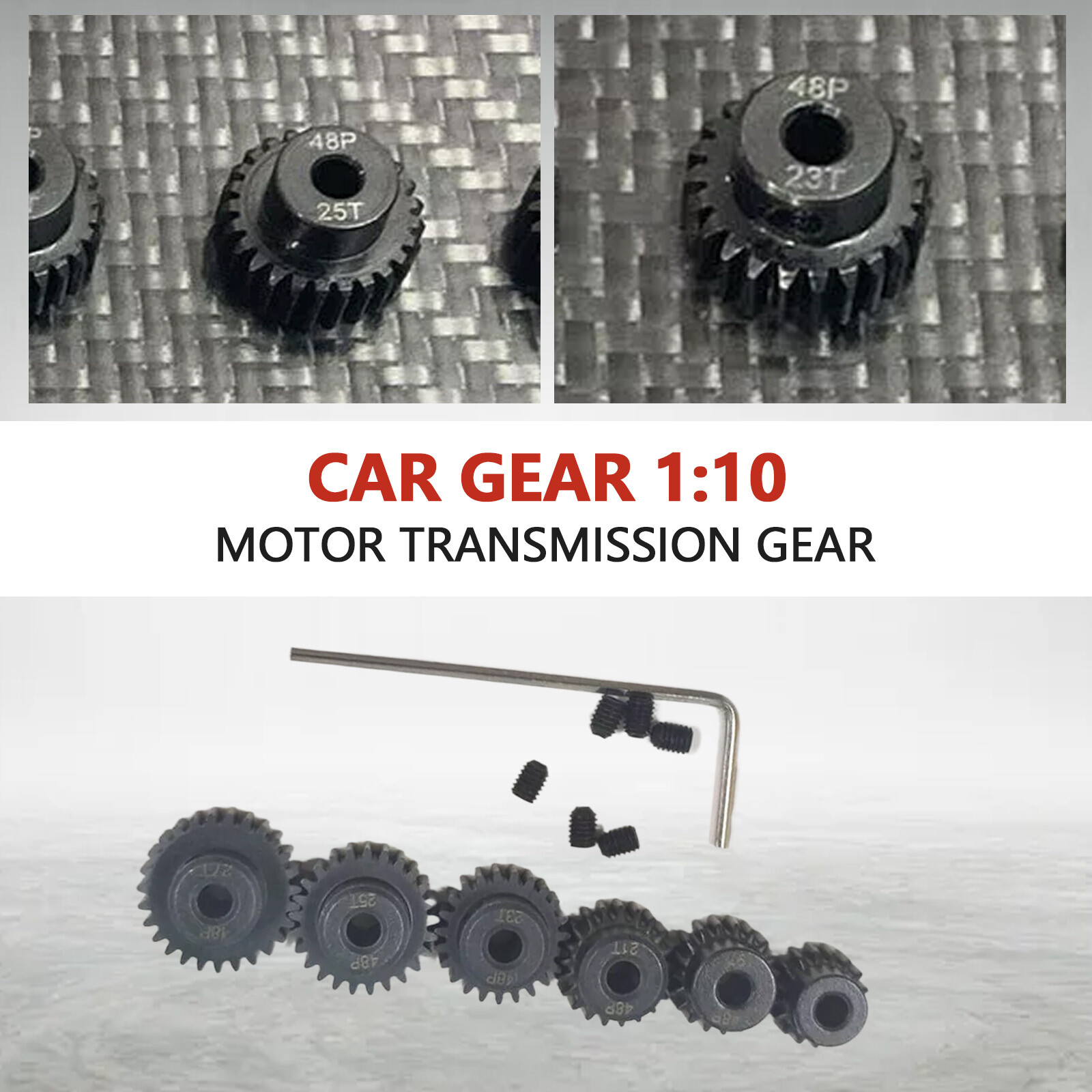 RC 48P Pinion Gear Set 17T 19T 21T 23T 25T 27 For Traxxas 1/10 Slash Rustler 2WD