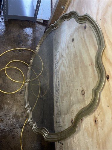 Vintage Labarge Scallop Brass & Glass Coffee Table Top Only.