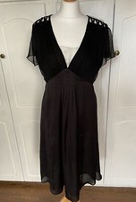 Black Dress 14 Satin Layered Evening Wedding Cocktail Floaty Party Principles