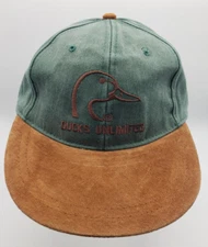VTG Ducks Unlimited Iconic Duck Logo Cap Slide Buckle Back Cotton & Leather DU