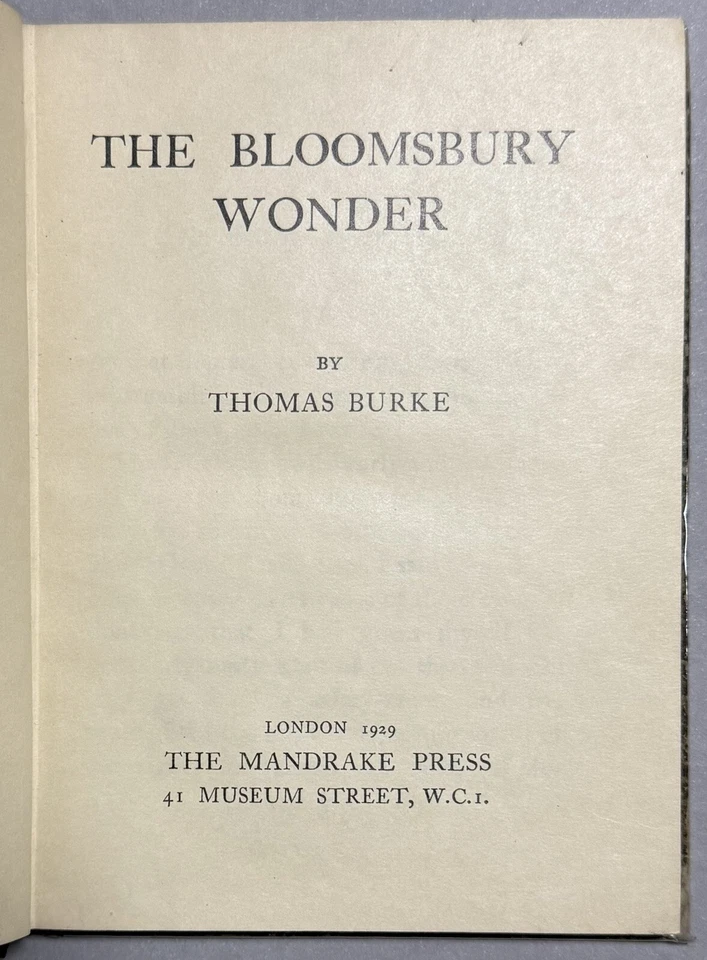 The Bloomsbury Wonder by Thomas Burke An Early Horror Fantasy 1929 HB - image 4 of 4