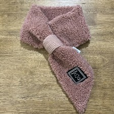 Sciarpa pelliccia sintetica Mimi Mua Firenze collo rosa largo logo strass caldo sbuffato