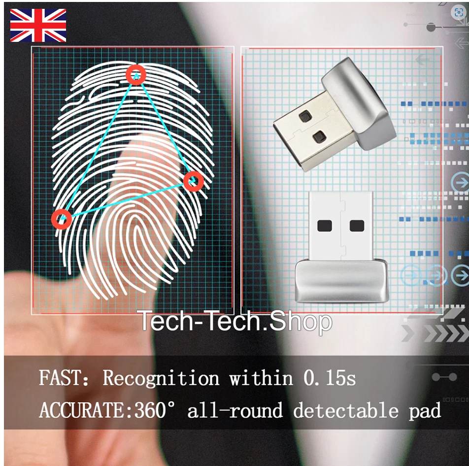 USB Biometric Fingerprint Reader Laptop works on Windows 10/11 Hello PC Notebook - Image 2 of 4