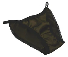 CHOCOLATE Shiny SATIN black lace mini TANGA string bikini brief SIZES XS-XXL 