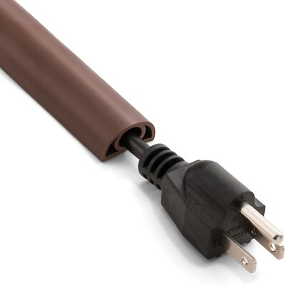 5ft Cord Cover Floor for Extension Cords, Internal Channel Diameter: 0.39'',Brown