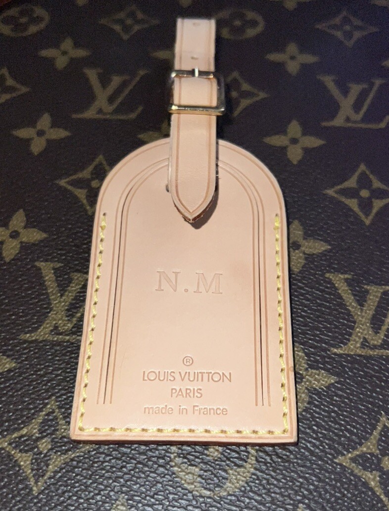 Louis Vuitton Leather Tag w/ NM Initials Goldtone - Natural