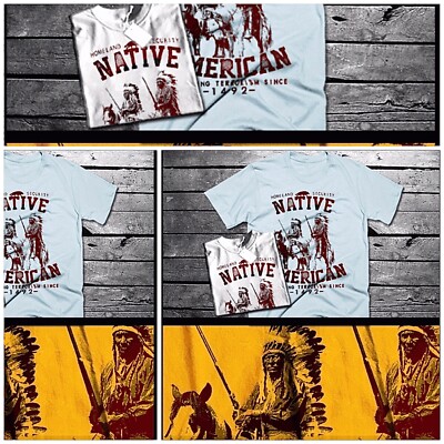 Native American T-shirt Indian Warriors on horseback Indigenous Tribal Arrow tee