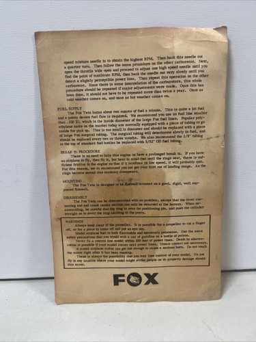 FOX Twin 120 RC 20cc Opposed Twin Vintage Engine *MINT* - Picture 9 of 15