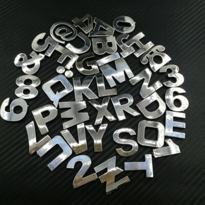40 x Auto 3D Chrom Buchstaben Aufkleber Klebebuchstaben A-Z & 0 -9 & 4 Symbol