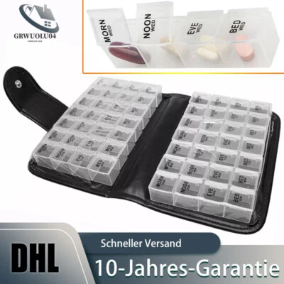 MARKENLOS Tablettenbox Monat 14 Tage Tragbare Pillendose Medikamentenbox für Koffer Reise